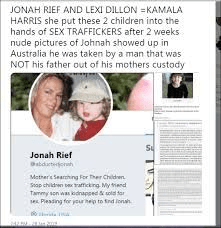 JONAH RIEF; CHILD TRAFFICKING; SATANIC ABUSE
